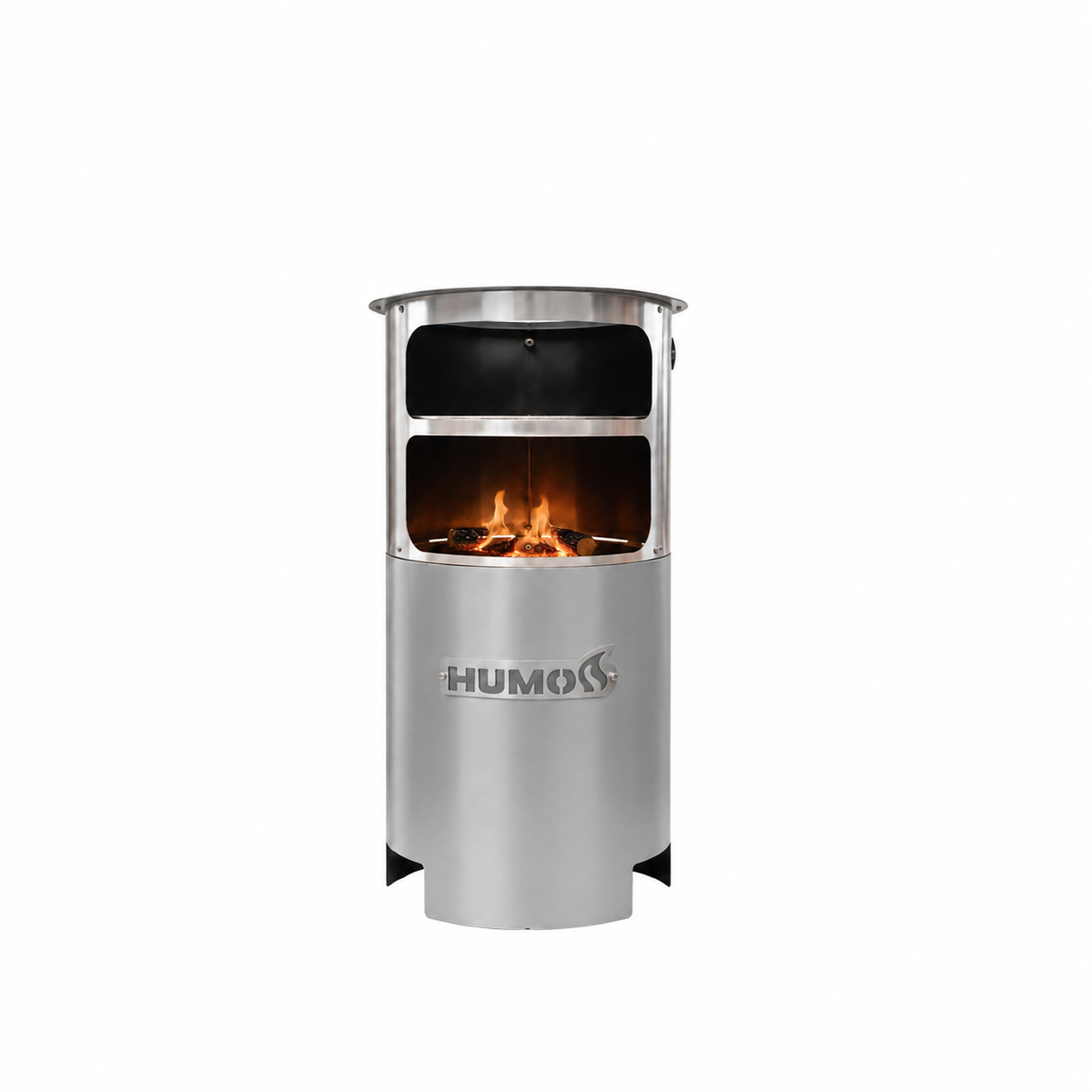 Pack Horno x40 plateado con llama baja y leña visible