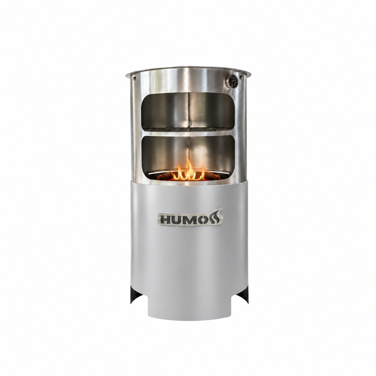 Pack Horno x48 plateado con llama baja y leña visible