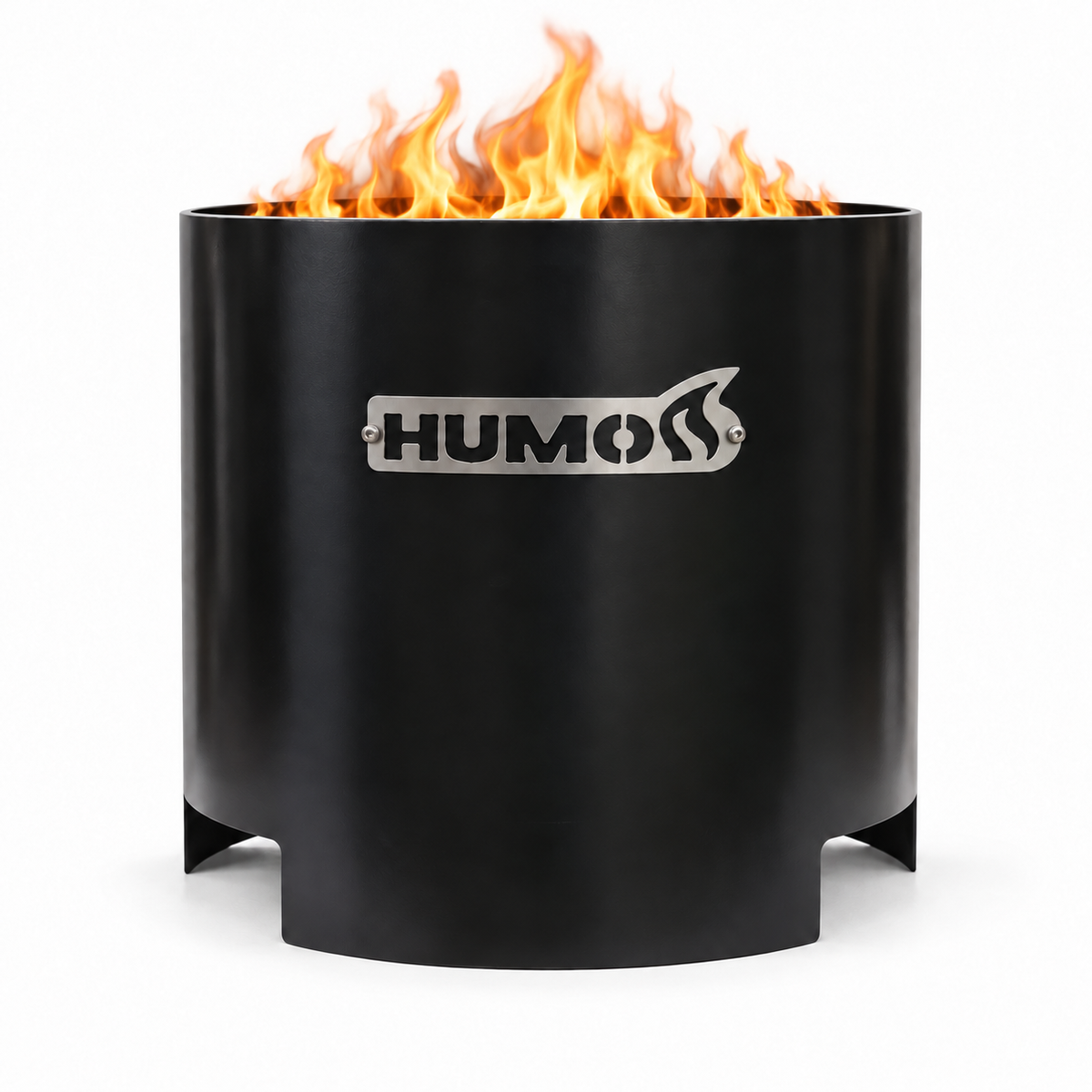 Brasero Humos x48 negro con llama sobre fondo blanco