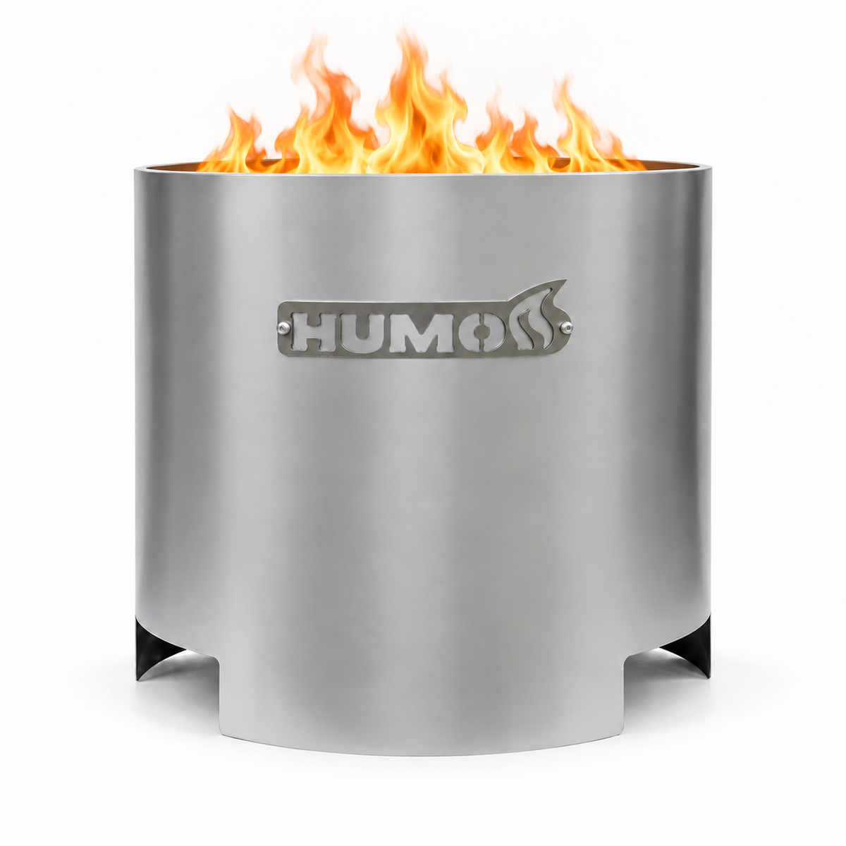 Brasero Humos x48 plateado con llama sobre fondo blanco