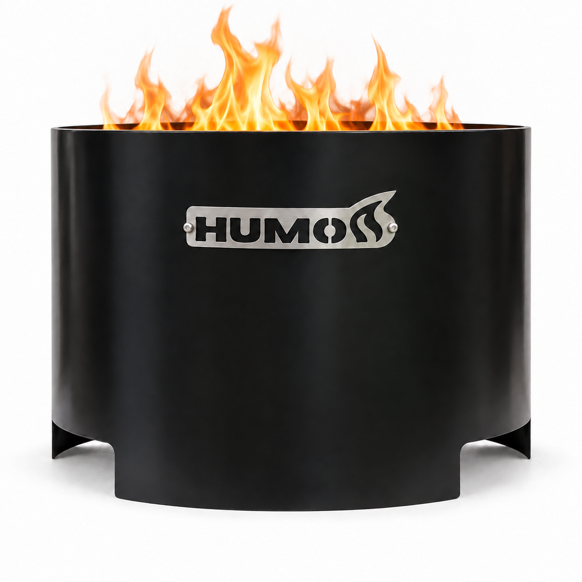 Brasero Humos x60 negro con llama sobre fondo blanco